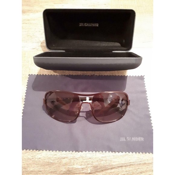 JIL SANDER JS126S 209 Brown SUNGLASSES Square Metal MADE IN ITALY $400 - Picture 2 of 3